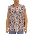 Purple Halloween Bat Pattern Print Sleeveless Baseball Jersey