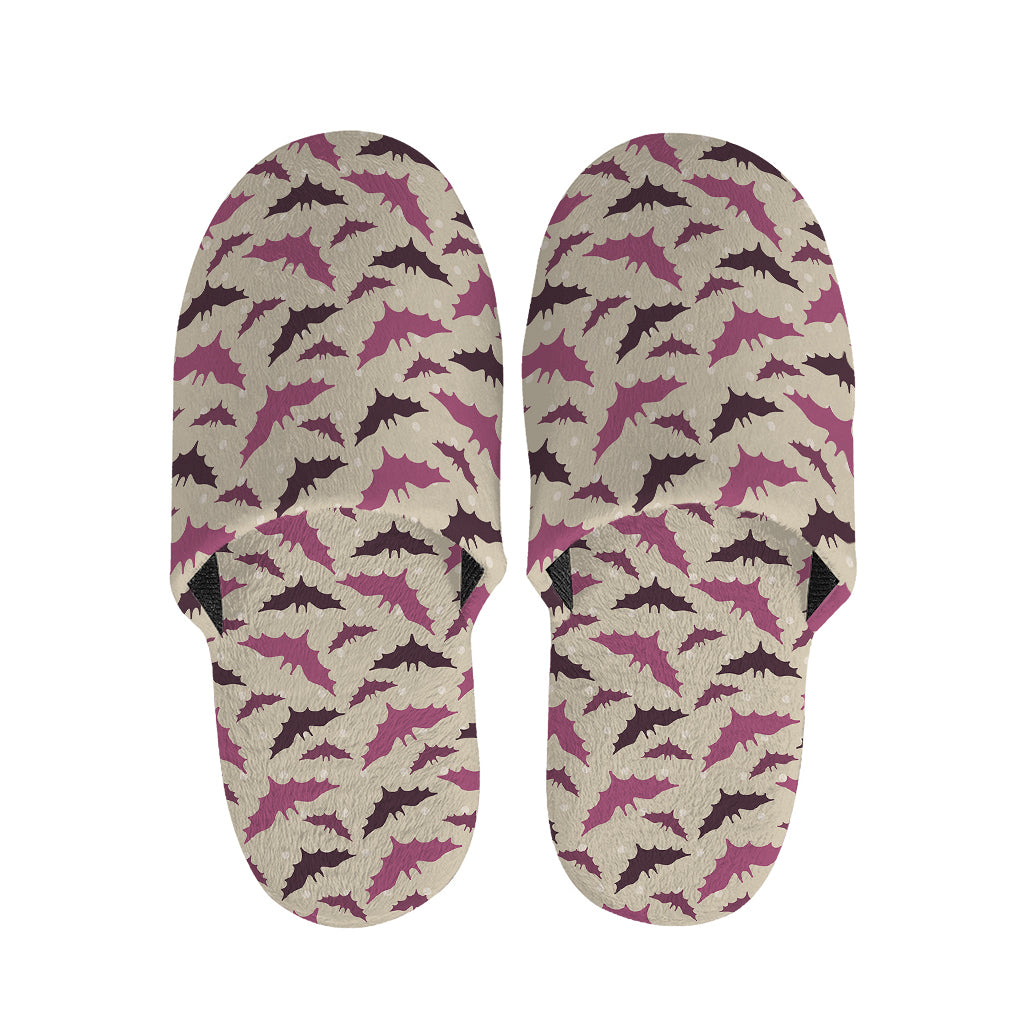 Purple Halloween Bat Pattern Print Slippers