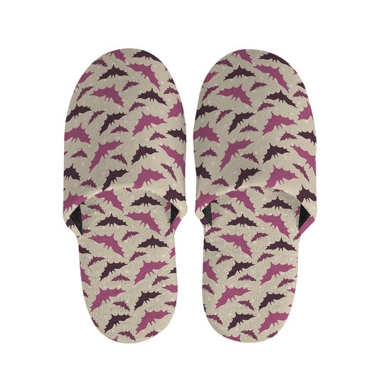 Purple Halloween Bat Pattern Print Slippers