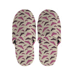 Purple Halloween Bat Pattern Print Slippers