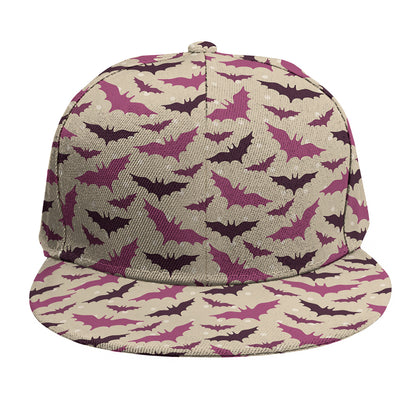 Purple Halloween Bat Pattern Print Snapback Cap