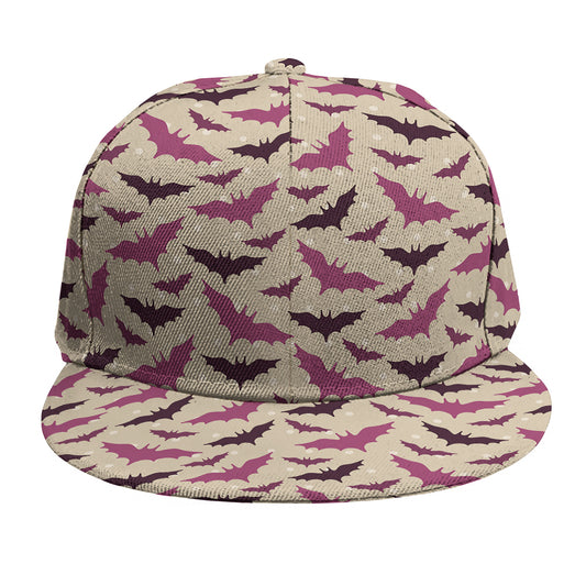 Purple Halloween Bat Pattern Print Snapback Cap