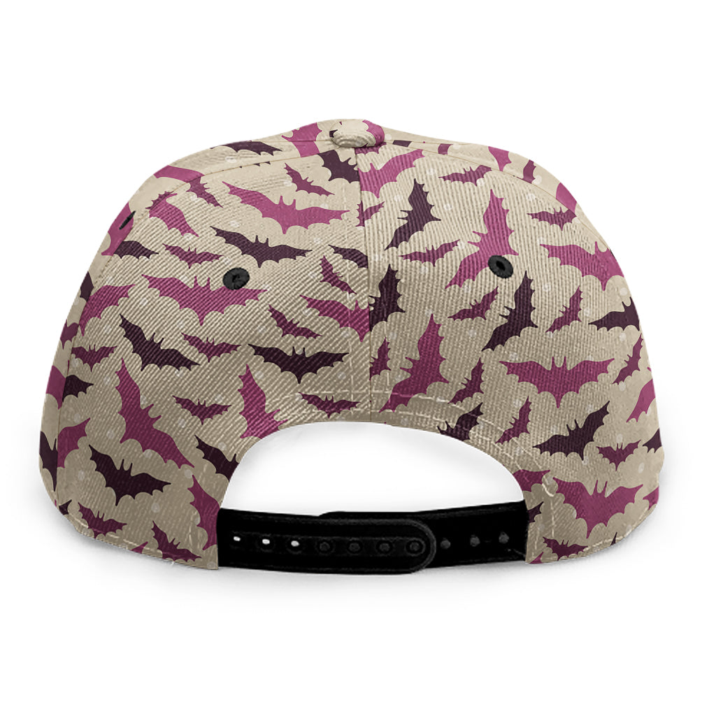Purple Halloween Bat Pattern Print Snapback Cap