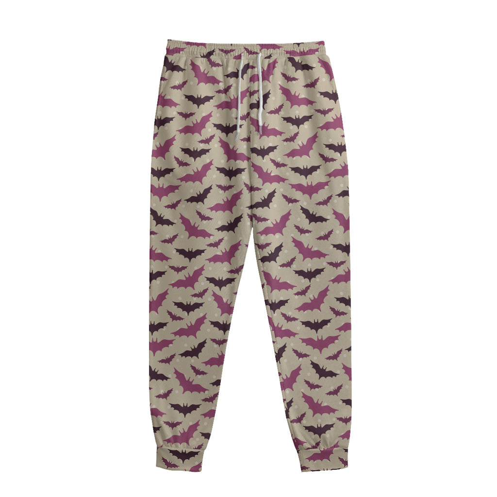 Purple Halloween Bat Pattern Print Sweatpants