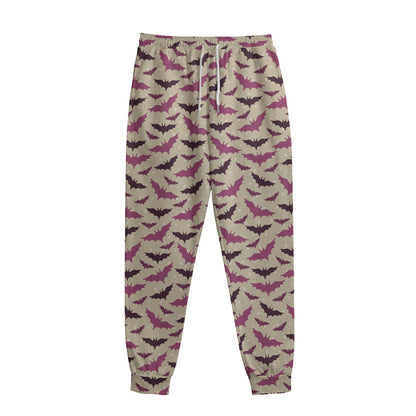 Purple Halloween Bat Pattern Print Sweatpants