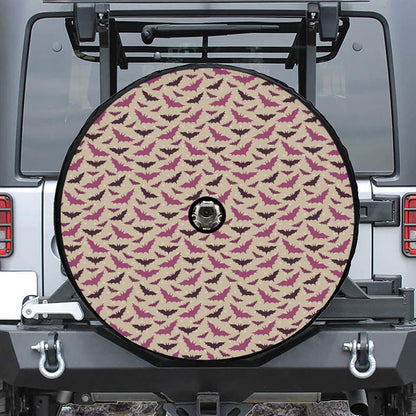 Purple Halloween Bat Pattern Print Tire Cover With Camera Hole