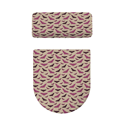 Purple Halloween Bat Pattern Print Toilet Lid And Tank Cover Set