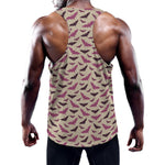 Purple Halloween Bat Pattern Print Training Tank Top