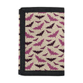 Purple Halloween Bat Pattern Print Trifold Wallet