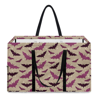 Purple Halloween Bat Pattern Print Utility Tote Bag