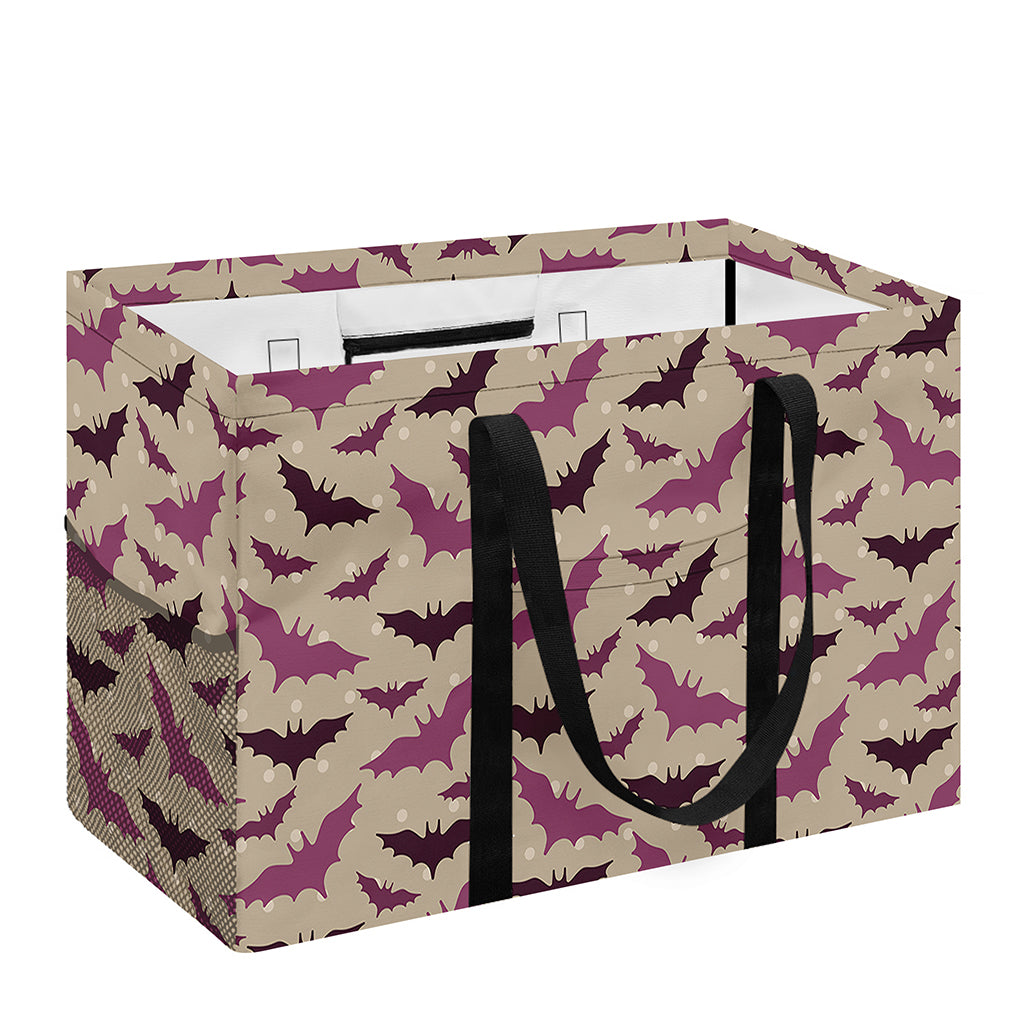 Purple Halloween Bat Pattern Print Utility Tote Bag