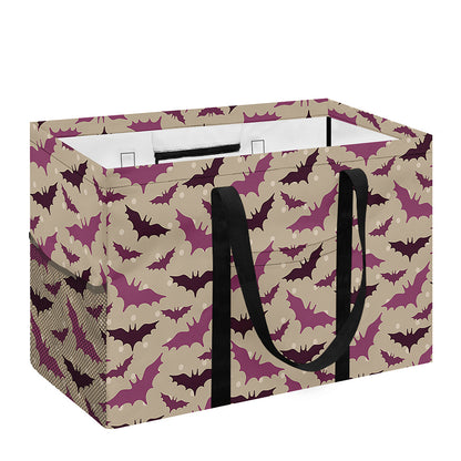 Purple Halloween Bat Pattern Print Utility Tote Bag