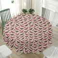 Purple Halloween Bat Pattern Print Waterproof Round Tablecloth