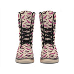 Purple Halloween Bat Pattern Print Winter Boots