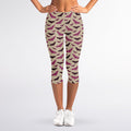 Purple Halloween Bat Pattern Print Women's Capri Leggings