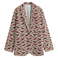 Purple Halloween Bat Pattern Print Women's Cotton Blazer
