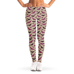 Purple Halloween Bat Pattern Print Women's Leggings