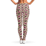 Purple Halloween Bat Pattern Print Women's Leggings