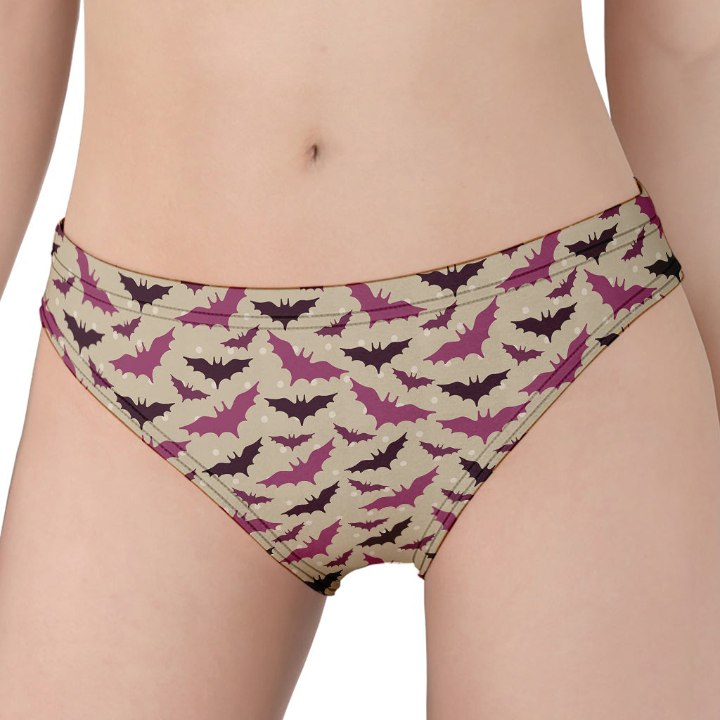 Purple Halloween Bat Pattern Print Women's Panties