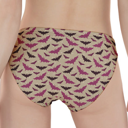 Purple Halloween Bat Pattern Print Women's Panties