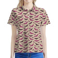 Purple Halloween Bat Pattern Print Women's Polo Shirt