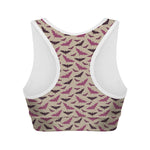 Purple Halloween Bat Pattern Print Women's Sports Bra