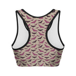 Purple Halloween Bat Pattern Print Women's Sports Bra