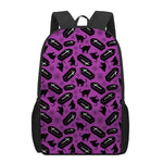 Purple Halloween Coffin Pattern Print 17 Inch Backpack