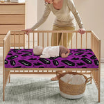 Purple Halloween Coffin Pattern Print Baby Crib Sheet