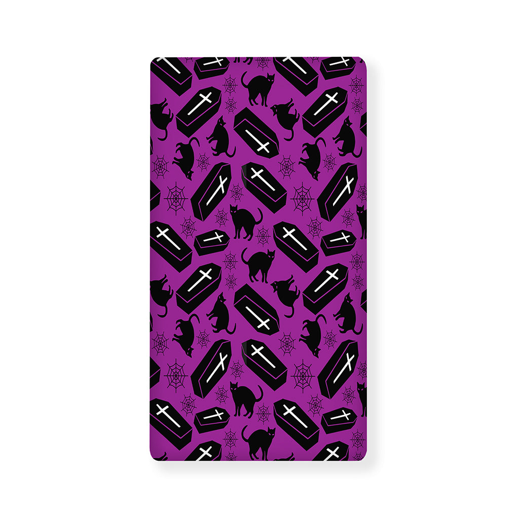 Purple Halloween Coffin Pattern Print Baby Crib Sheet