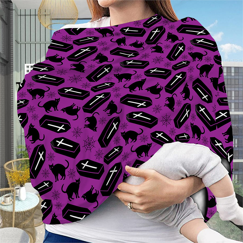 Purple Halloween Coffin Pattern Print Baby Seat Cover