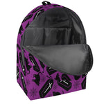 Purple Halloween Coffin Pattern Print Backpack