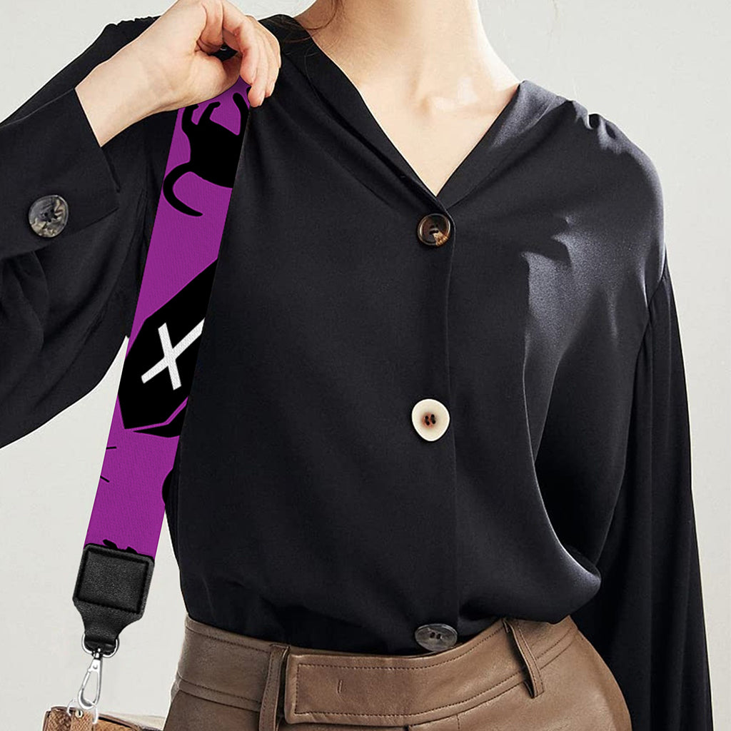 Purple Halloween Coffin Pattern Print Bag Strap