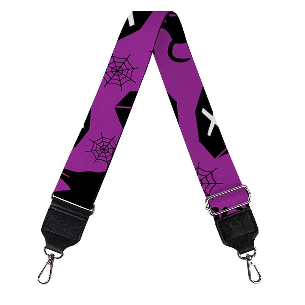 Purple Halloween Coffin Pattern Print Bag Strap