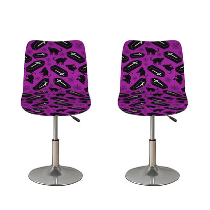 Purple Halloween Coffin Pattern Print Bar Stool Covers