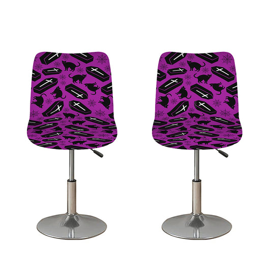 Purple Halloween Coffin Pattern Print Bar Stool Covers