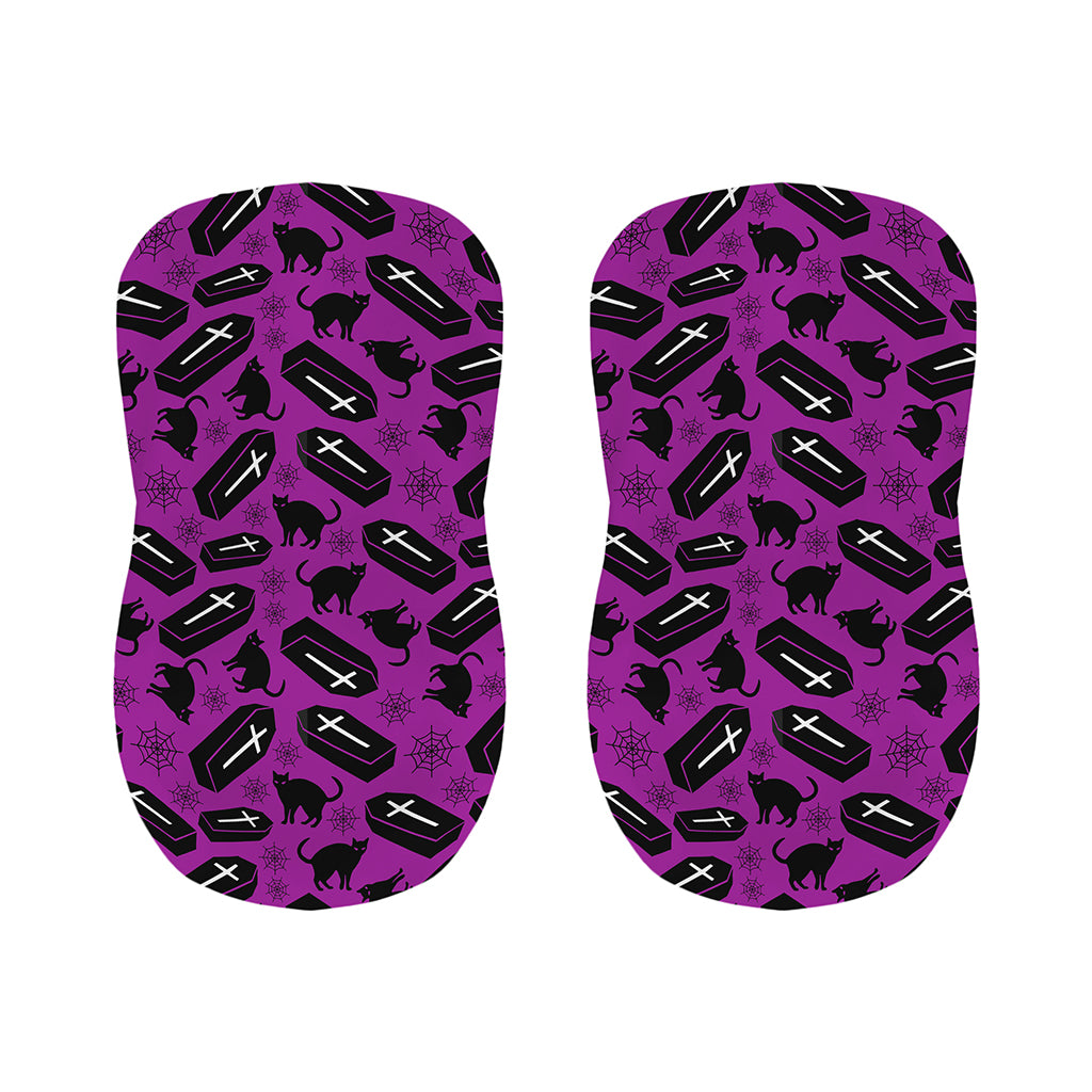 Purple Halloween Coffin Pattern Print Bar Stool Covers