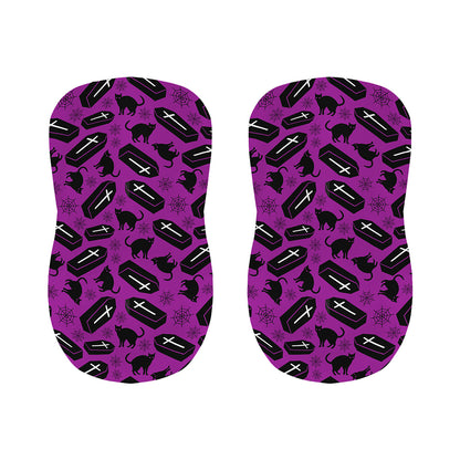 Purple Halloween Coffin Pattern Print Bar Stool Covers