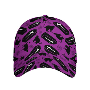 Purple Halloween Coffin Pattern Print Baseball Cap