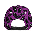 Purple Halloween Coffin Pattern Print Baseball Cap