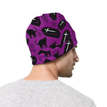 Purple Halloween Coffin Pattern Print Beanie