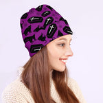 Purple Halloween Coffin Pattern Print Beanie