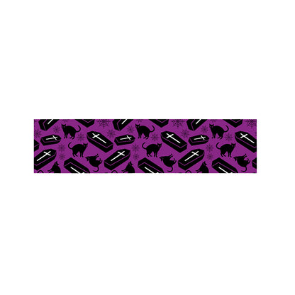 Purple Halloween Coffin Pattern Print Bed Runner