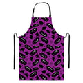 Purple Halloween Coffin Pattern Print Bib Apron With Pocket