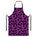 Purple Halloween Coffin Pattern Print Bib Apron With Pocket