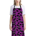 Purple Halloween Coffin Pattern Print Bib Apron With Pocket