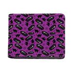 Purple Halloween Coffin Pattern Print Bifold Wallet