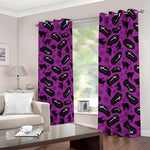 Purple Halloween Coffin Pattern Print Blackout Grommet Curtains