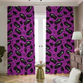 Purple Halloween Coffin Pattern Print Dimout Pencil Pleat Curtains