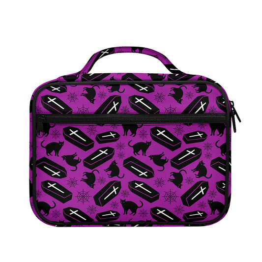 Purple Halloween Coffin Pattern Print Briefcase Bible Bag
